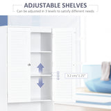 Tall Bathroom Storage Cabinet, Slim Bathroom Cabinet with 4 Shutter Doors and Adjustable Shelves