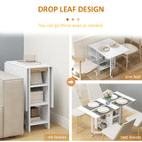 Folding Dining Table with Storage, Drop Leaf Kitchen Table for Small Spaces