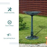 27'' Bird Bath Outdoor Resin Decor with Fleur De Lis Pattern