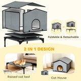Outdoor Cat House, Foldable Feral Kitty Shelter for Kittens