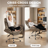 Big and Tall Office Chair Footrest Executive Desk Chair High Back Snowflake Velvet Reclining