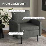 Fauteuil d'appoint moderne rembourré avec poches latérales et coussin pour chambre à coucher