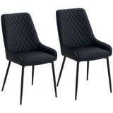 Chaises de cuisine rembourrées, lot de 2 chaises de salle à manger modernes avec capitonnage en losange et pieds en acier pour salle à manger