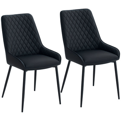 Upholstered Kitchen Chairs, Modern Dining Chairs Set of 2 with Diamond Tufting and Steel Legs for Dining Room