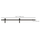 6.6FT CARBON STEEL Sliding Wood Barn Door Hardware Track Set Door System Carbon Steel J Shape Roller