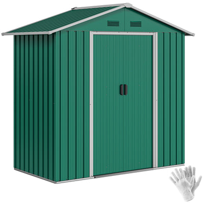 6.5x3.5ft Metal Garden Storage Shed for Outdoor Tool Storage with Double Sliding Doors and Vents