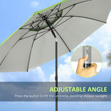 6.6ft Arched Beach Umbrella, Angle Adjustable Patio Umbrella with Steel Frame