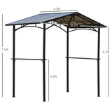 8' x 5' Hardtop Grill Gazebo Aluminium BBQ Canopy Gazebo Outdoor Canopy with Side Shelves