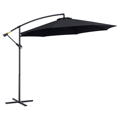 10' Deluxe Patio Umbrella Outdoor Market Parasol Banana Hanging Offset Sunshade Crank Cross Base