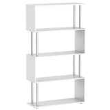 5-Tiers Geometric Wooden Bookcase S-Shaped Storage Bookshelf Display with Metal Frame for Living Room