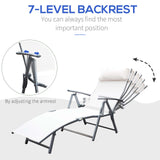 Outdoor Folding Chaise Lounge Chair Steel Portable Recliner with 7 Adjustable Backrest Positions