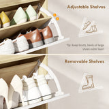 Narrow Shoe Cabinet, Shoe Storage Cabinet with 4 Flip Drawers and Adjustable Shelves for 16 Pairs of Shoes