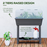 41L Self Watering Raised Garden Bed w/ Ventilation Transparent Lid Greenhouse, Planter Box w/ Storage Shelf