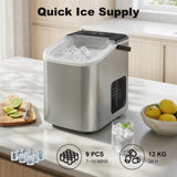 Portable Ice Maker Countertop, Self-Cleaning Ice Machine with 2 Bullet Ice Sizes