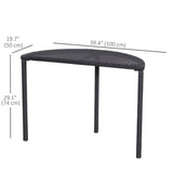 Table d'appoint demi-ronde table à café en rotin PE avec cadre métallique pour patio