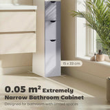 Tall Bathroom Storage Cabinet, Narrow Bathroom Cabinet with Drawers and Open Shelves for Small Spaces