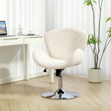Swivel Office Chair, Velvet Desk Chair with Wide Bucket Seat, Tilt Function and Round Base