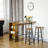 Table hauteur comptoir avec abattant, table de bar extensible avec étagère de rangement réglable