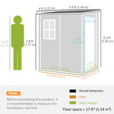 Cabanon appuyé 4x5 avec fenêtre verrouillable pour rangement outils de jardin