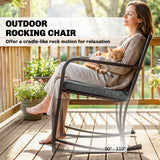 Ensemble de bistro berçant 3 pièces, mobilier de patio extérieur avec coussins