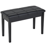 Banc de piano classique, siège de clavier rembourré en cuir PU avec pieds en bois caoutchouté et compartiment de rangement pour musique