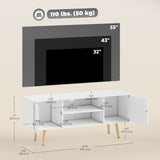 TV Stand Cabinet for TVs up to 55 Inches, Entertainment Unit with Storage Shelves and Wood Legs for Living Room