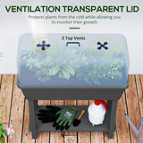 41L Self Watering Raised Garden Bed w/ Ventilation Transparent Lid Greenhouse, Planter Box w/ Storage Shelf