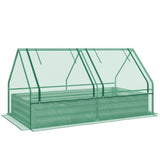 6' x 3' Metal Planter Box with Cover, Raised Garden Bed with Mini Greenhouse for Herbs