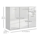Buffet brillant avec 2 tiroirs et 3 portes, armoire buffet avec étagère ajustable, meuble bar à café avec rangement