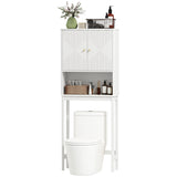 Armoire de Rangement au-Dessus de la Toilette avec Tablette Ajustable, Tablette Ouverte et Barre Inférieure Ajustable