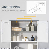 Modern Over The Toilet Storage Cabinet, Double Door Over Toilet Bathroom Organizer with Adjustable Shelf and Open Shelf