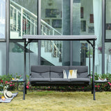 Chaise Balançoire d'Extérieur 3 Places, Banc Balançoire Acier, Balançoire de Porche avec Auvent Réglable