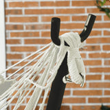 Patio Hammock Chair with Stand, Outdoor Hammock Swing Hanging Lounge Chair with Side Pocket and Headrest