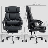 PU Leather Office Chair, Reclining Desk Chair with Footrest, Adjustable Headrest, Lumbar Support, Swivel Wheels