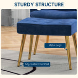 Modern Accent Chair with Ottoman, Upholstered Armchair with Footrest, Gold Metal Legs for Living Room