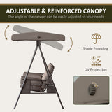 3 Seater Porch Swing Heavy Duty Outdoor Swing Chair Outdoor Lounge Hammock Cushioned Seat W/ Tilt Canopy
