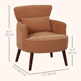 Modern Accent Chair, Upholstered Armchair with Solid Wood Legs and Lumbar Pillow for Living Room