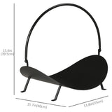 Casier à bûches de 16 po Courbé Support à bûches de cheminée Panier de rangement de bois avec poignée flexible