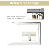 10'x10' Outdoor Pergola Gazebo with Retractable Canopy & Metal Frame & PA Coated Sun Shelter Door Porch Cover