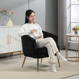 Fabric Armchair, Modern Accent Chair with Gold Metal Legs for Living Room
