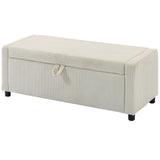 Storage Ottoman, Upholstered Corduroy End of Bed Bench with Thick Padding