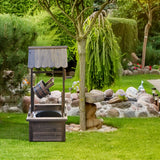 Wooden Well Wishing Fountain Outdoor with Electric Pump Water Bucket for Patio Garden