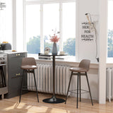 Table de bar haute, table à manger ronde moderne avec plateau peint et base en acier, table de bistro pour 2 personnes