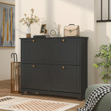 Meuble de Rangement pour Chaussures Moderne, Cabinet Étroit avec 4 Tiroirs à Bascule, Tablettes Ajustables, 5 Pieds pour Entrée