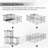 Small Animal Cage with 16 Panels, Portable Metal Wire Pet Fence with Door