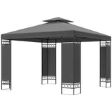10 x 10 FT Canopy Gazebo, Double Roof Patio Gazebo with Screen Panels and Metal Frame for Deck