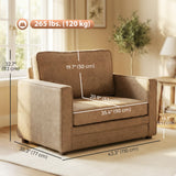 Accent Chair, Velvet-feel Fabric Armchair with Wide Seat, Solid Wood legs