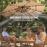 9.3 ft Patio Umbrella with Solar LED Lights, 3 Tier Outdoor Market Table Parasol with Tilt