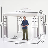 10' x 10' Outdoor Garden Metal Gazebo Patio Canopy Marquee Patio Party Tent Canopy Shelter Vented Roof Decorative Frame