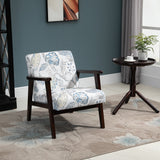 Fauteuil d'appoint Mid-Century Modern Fauteuil rétro en tissu avec accoudoirs en bois et rembourrage pour salon